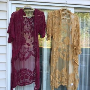 Short sleeve , laced , Long kimono.  BOTH  2 for 1